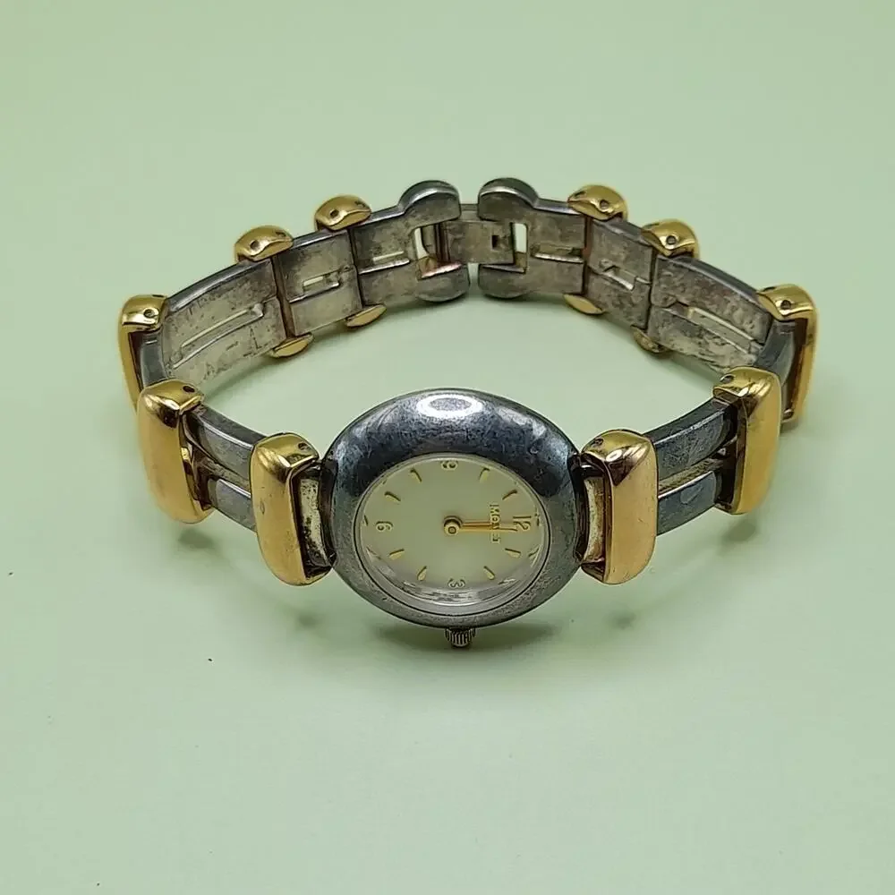 Vintage Monet Gold Silver Women's Watch, Japan Movement, NEEDS NEW BATTERY
